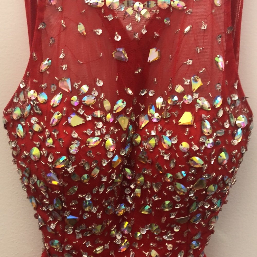 Red prom dress.